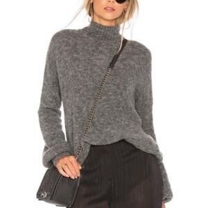 Lovers + Friends Gray Wool Mock Neck Pullover Slouchy Oversized Lagenlook Small